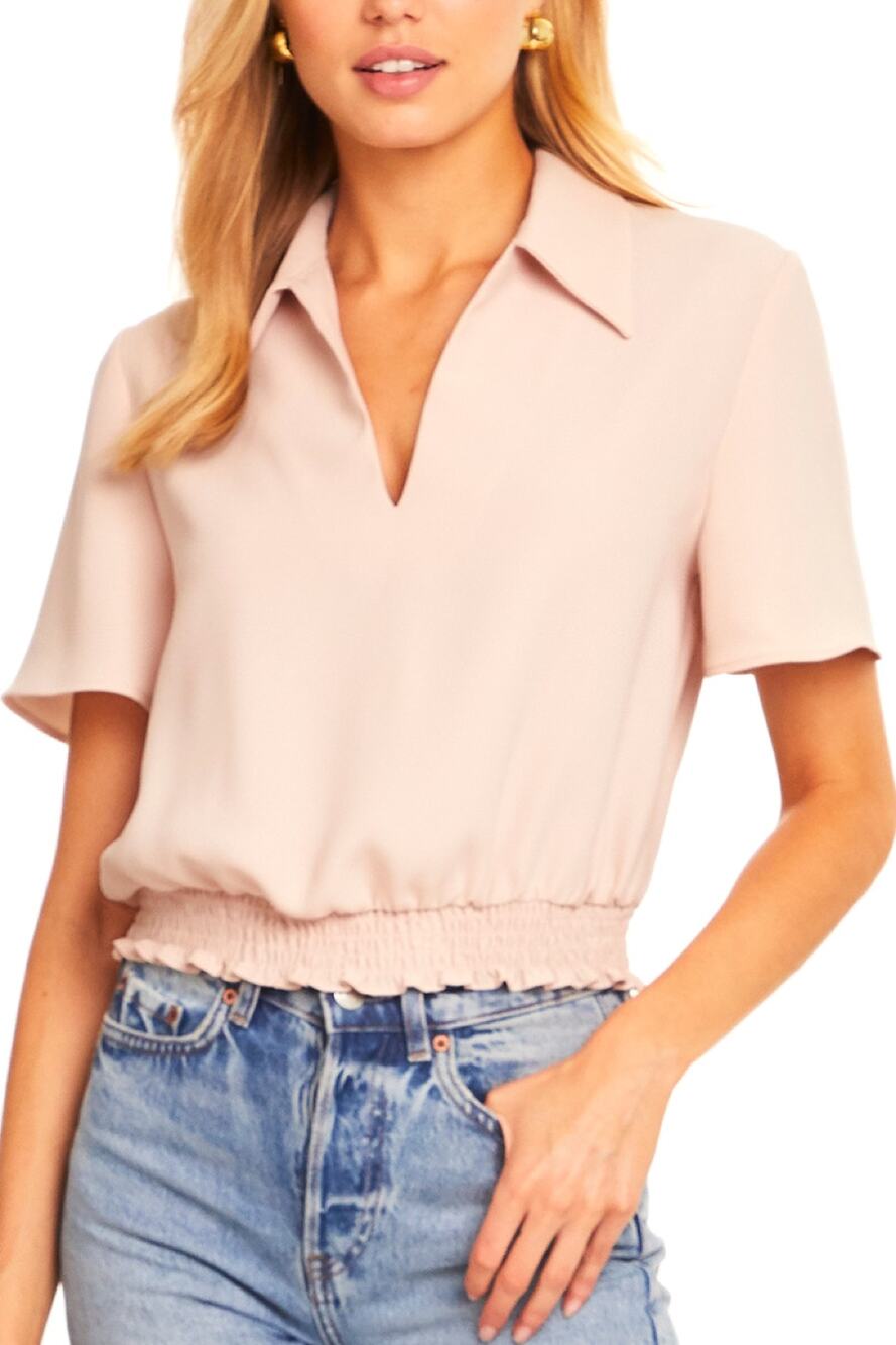 Amanda Uprichard Morra Top Smocked Waist Casual Boho Preppy Vacation Summer S